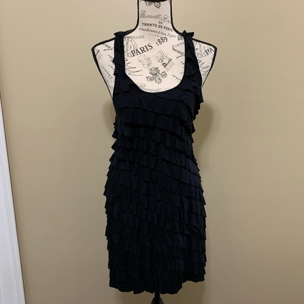 BCBGMaxAzria Black Ruffle Sleeveless Dress Size Small NEW